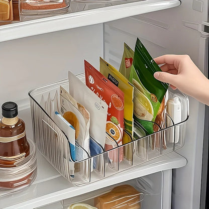 Clear Plastic Seasoning Storage Box – Adjustable Divider Kitchen Organizer for Spices, Snacks & Small Items