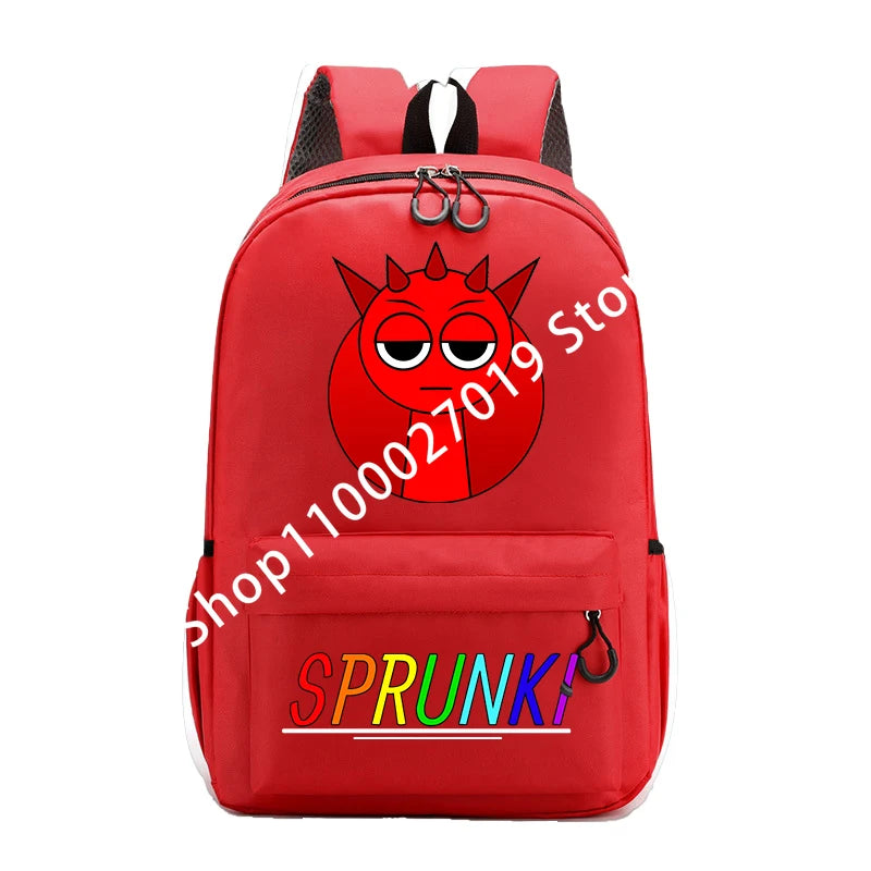 Sprunkis Cartoon Anime Backpack for Boys & Girls – Breathable, Wear-Resistant Canvas Schoolbag for Kids