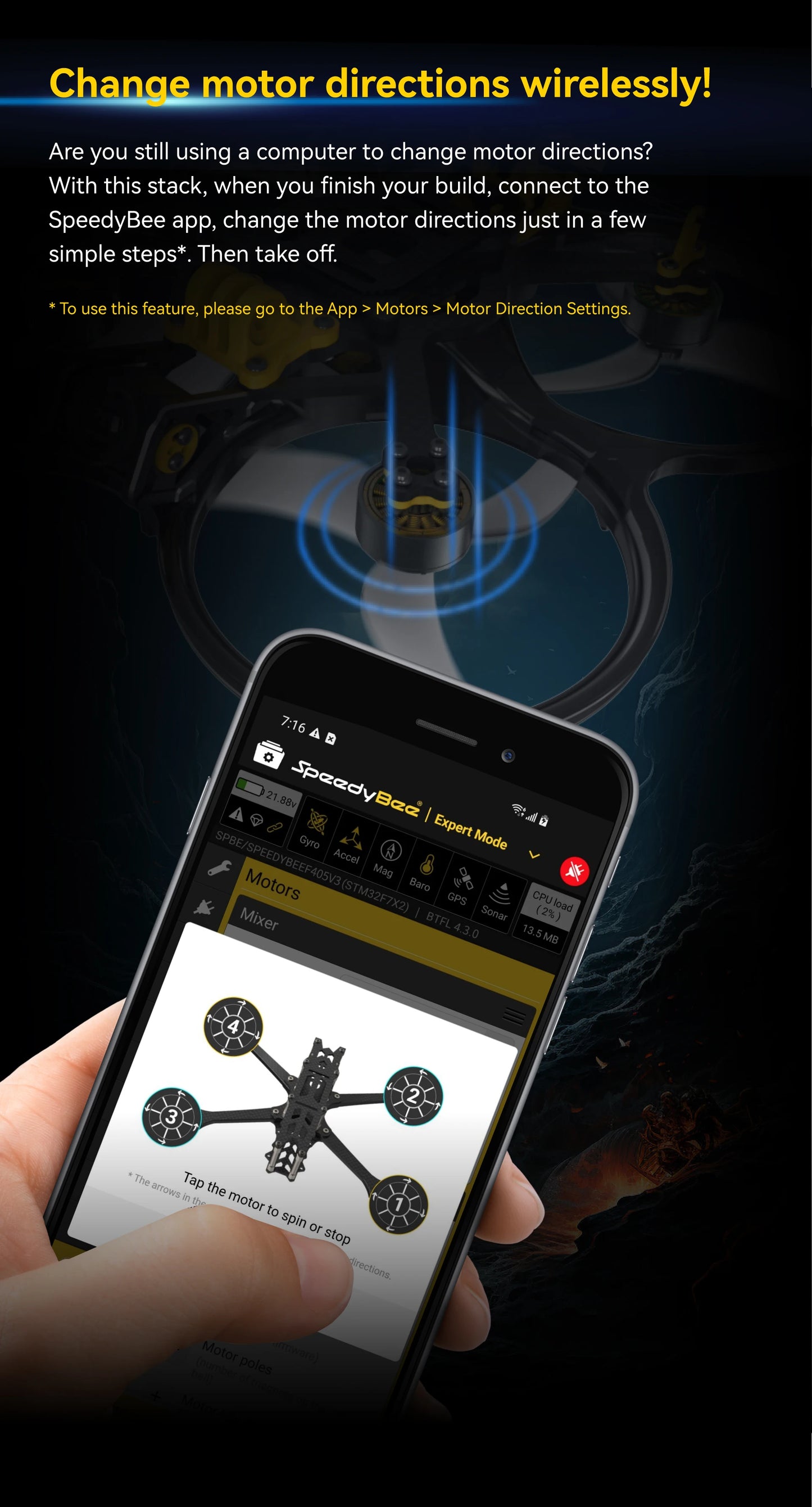 SpeedyBee F4 F405 V4 30x30 Stack – 55A/60A BLS 4-in-1 ESC, ICM42688P, Wireless Bluetooth FC for FPV Racing Drones, iNAV & Betaflight Compatible