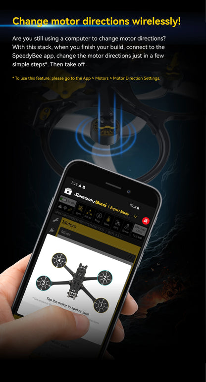 SpeedyBee F4 F405 V4 30x30 Stack – 55A/60A BLS 4-in-1 ESC, ICM42688P, Wireless Bluetooth FC for FPV Racing Drones, iNAV & Betaflight Compatible