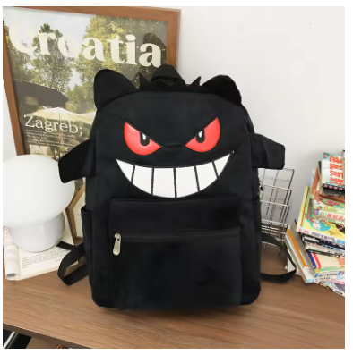 Pokemon Gengar & Pikachu Plush Backpack – Cute Kawaii Cartoon Bag, Large Storage for Anime Lovers & Couple Gifts