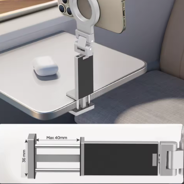 Universal Foldable Magnetic Phone Holder Magsafe Airplane Travel Mount Flexible Rotation for iPhone 12-16 Smartphones