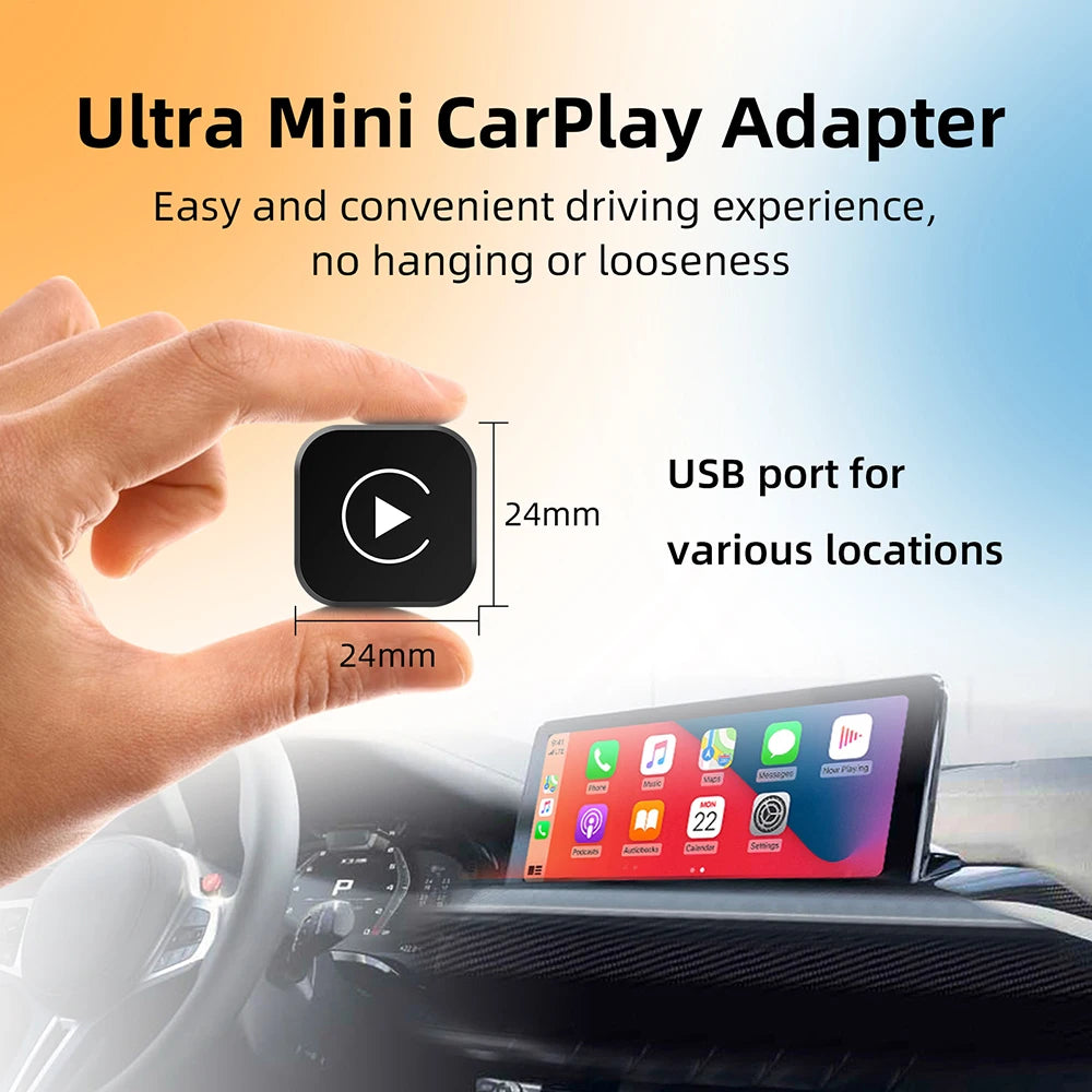 Wireless CarPlay & Android Auto Adapter – USB Mini Dongle Plug & Play for VW, Toyota, Nissan, Honda, Ford, Benz