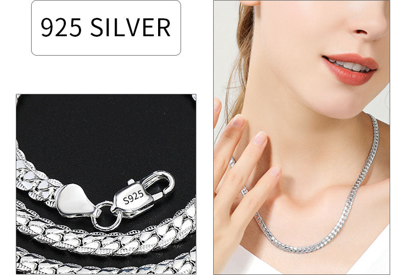 18K Gold/Silver 6mm Full Sideways Necklace – 8/18/20/24 Inch Chain for Women & Men, Fashion Wedding & Engagement Jewelry