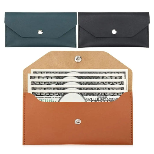 Classic PU Leather Envelope Wallet - Fashionable Women's Cash Wallet and Name Card Holder, Perfect Gift Option