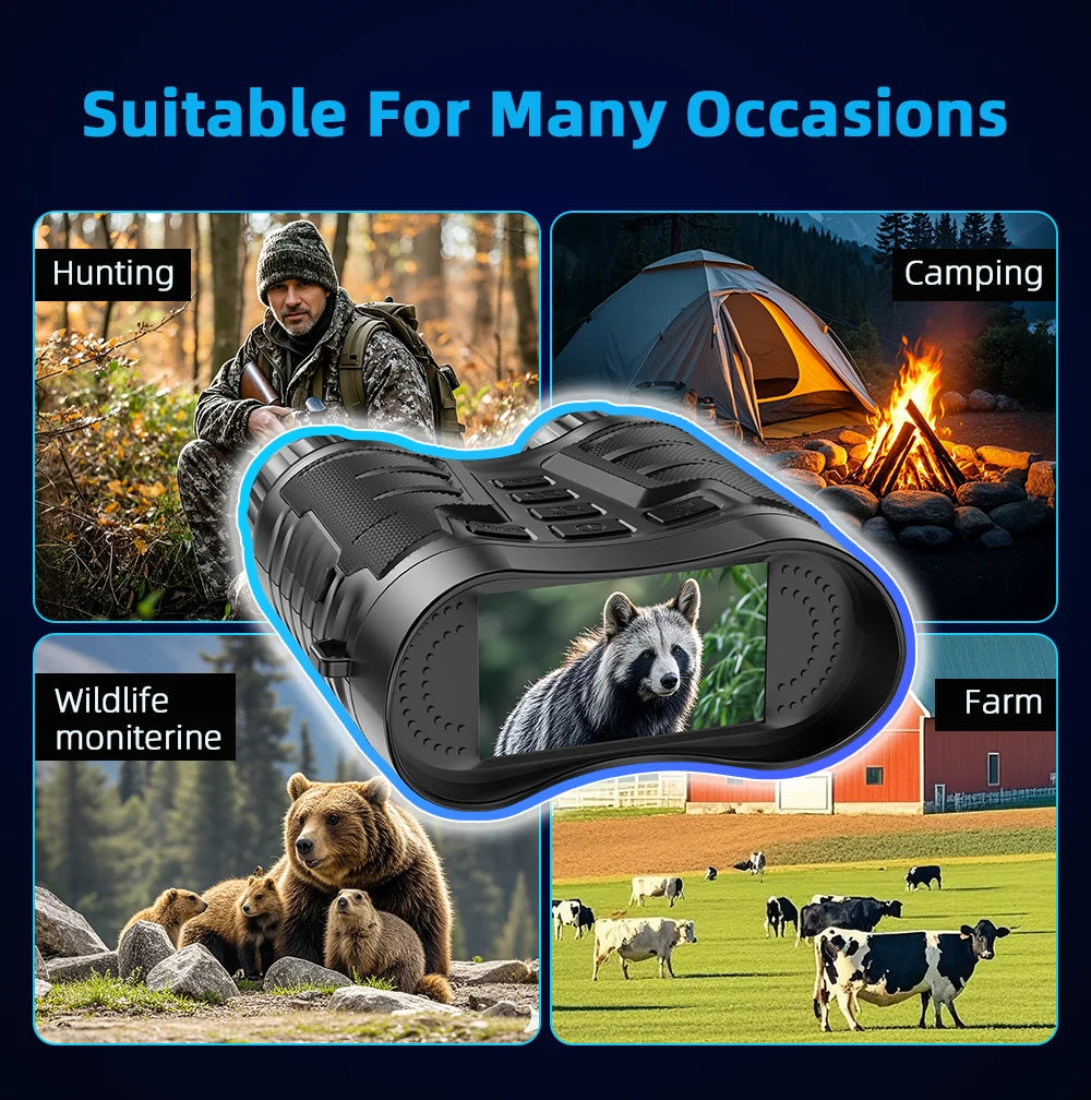 Maxgeek NV2181 4K Night Vision Binoculars – 8X Digital Zoom, 1080P, IP54 Waterproof, 3.2" HD TFT Screen