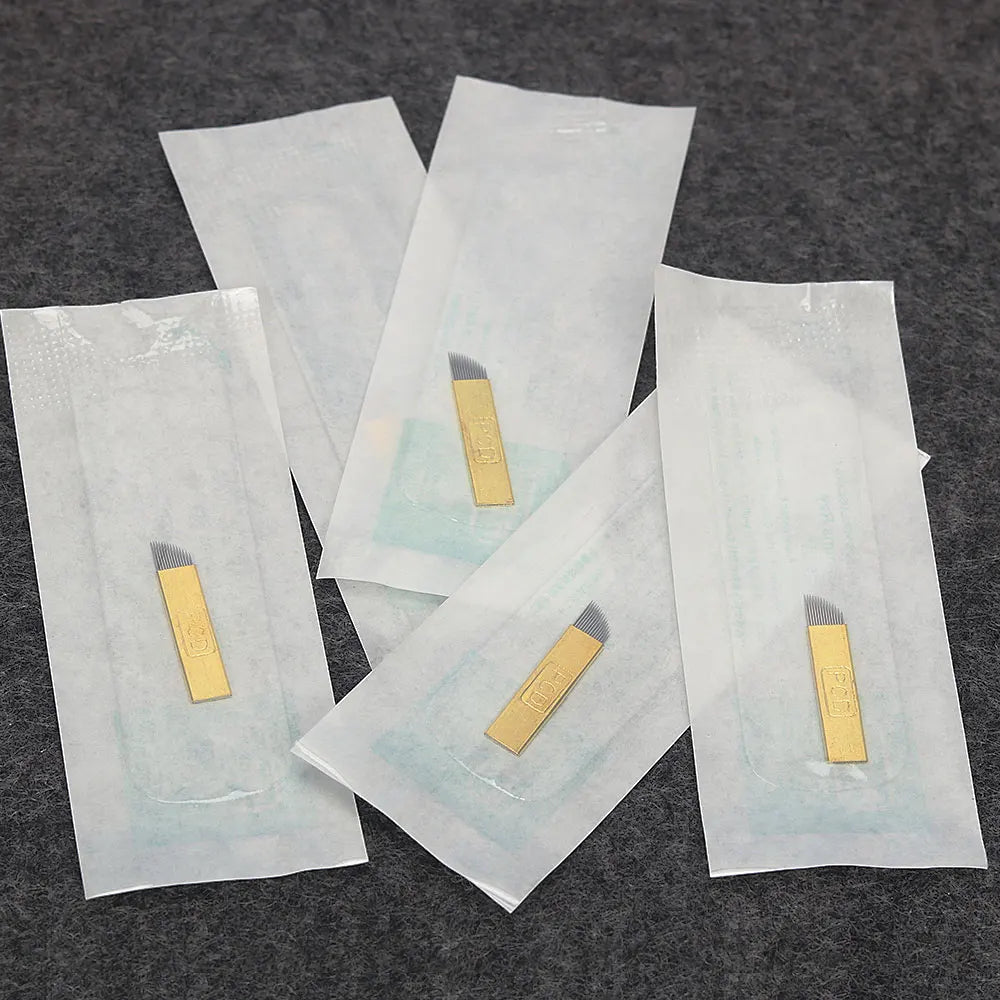 50pcs PCD Microblading Eyebrow Needles – F12/14/19 Tebori Blades for 3D Embroidery Manual Pen