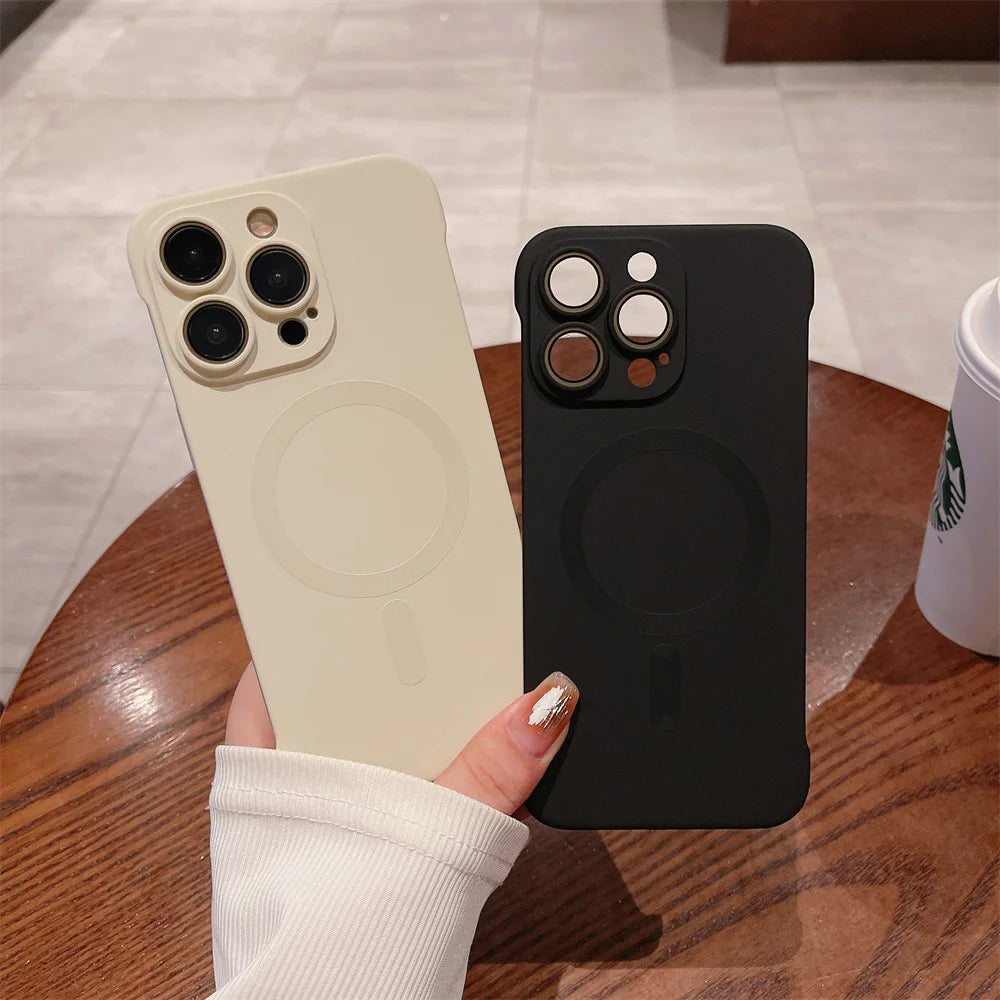 Magnetic Wireless Charging Case for iPhone 15, 14, 13, 12 – MagSafe Compatible, Ultra-Thin Frameless Matte Hard PC Cover, Luxury Design