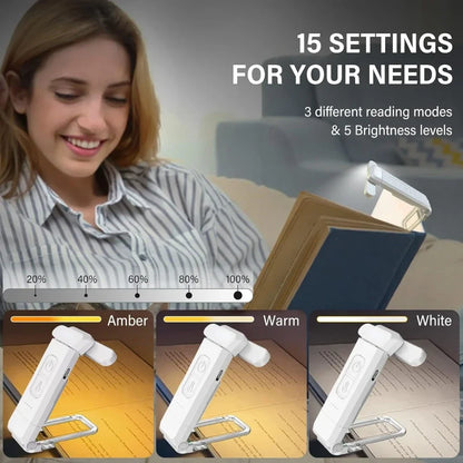 USB Rechargeable Reading Light - Portable LED Clip-On Bookmark for Nighttime Reading in Bed