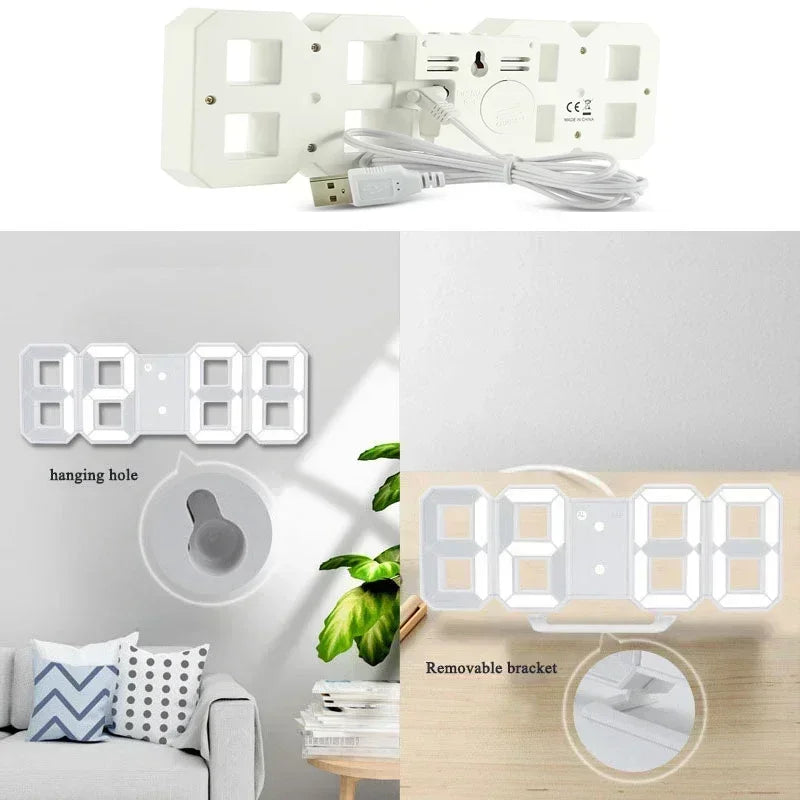 3D LED Digital Alarm Wall Clock - Time, Date, Temperature Display for Home, Kitchen, Office, and Garden Decor