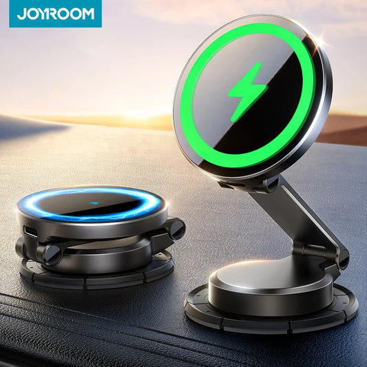 Joyroom Magnetic Car Mount N55 - 15W Wireless Charging, 360° Rotation, Foldable Phone Holder & Fast Car Charger JR-ZS408