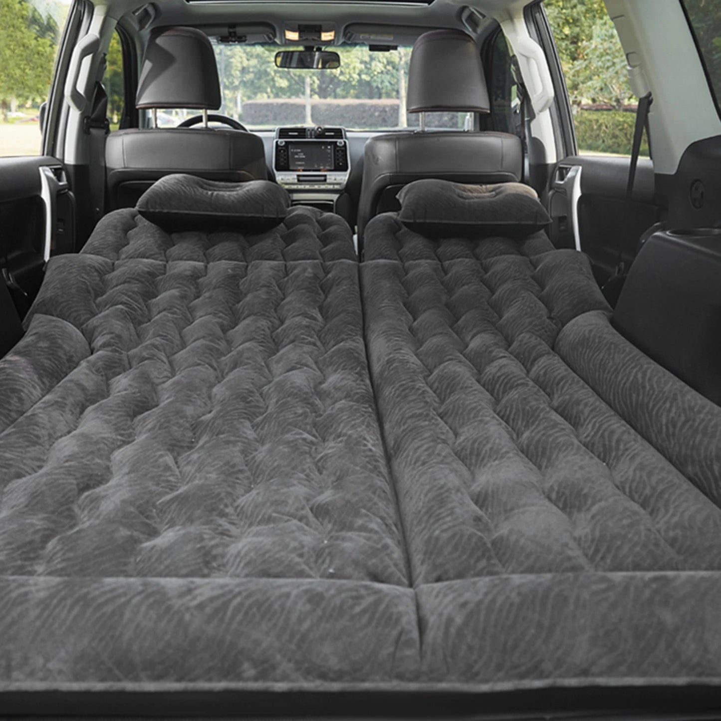 2-in-1 Car Inflatable Bed – PVC Flocking Travel Mattress & Soft Cushion for Car & SUV