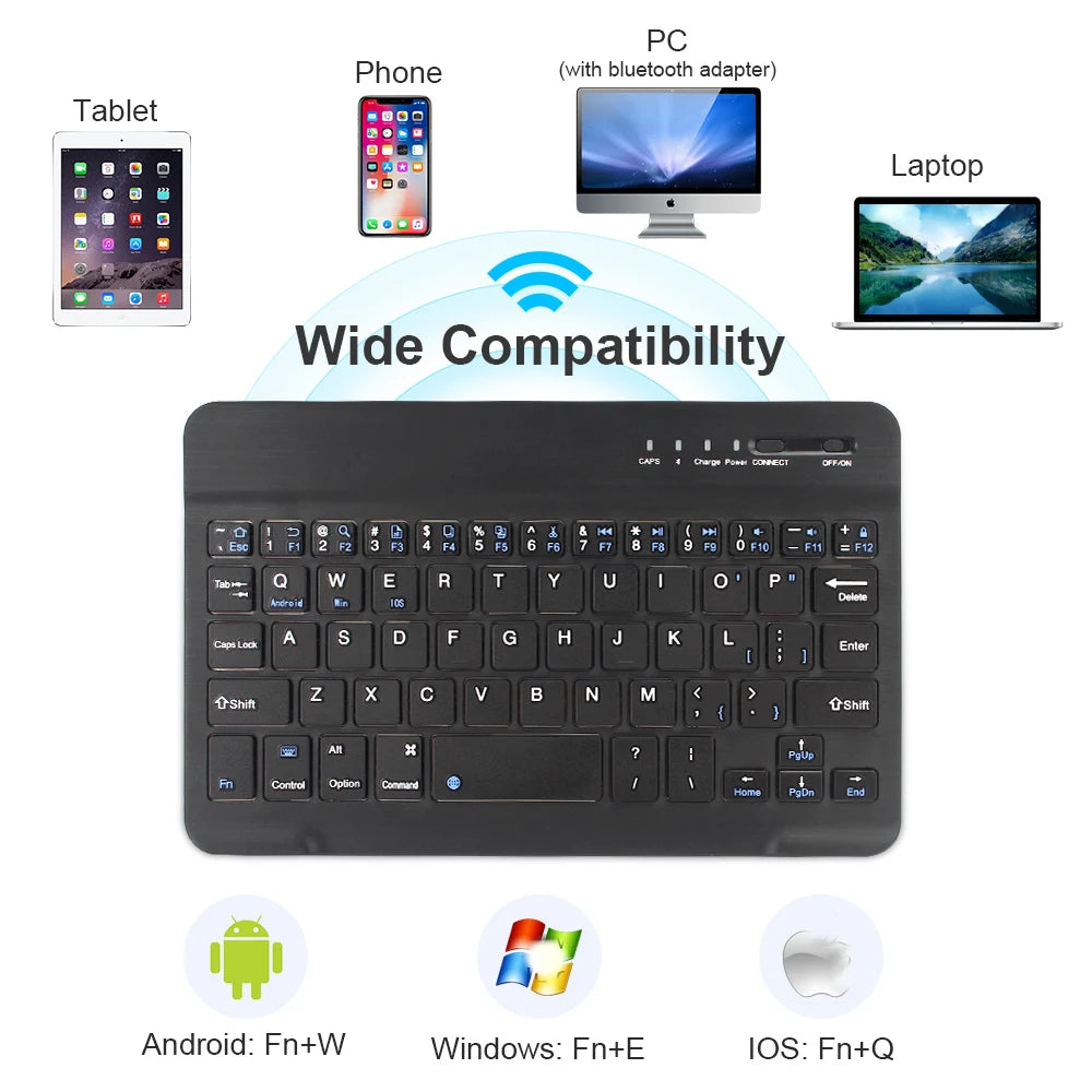 Rechargeable Bluetooth Wireless Mini Keyboard: Ideal for Laptop, Tablet, Phone, iPad - Gaming Compatible with Android, iOS, Windows