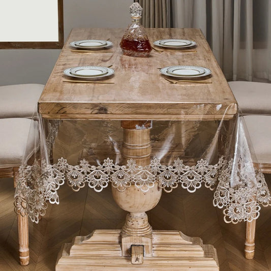 Soft Glass Texture Tablecloth – Modern Luxury Clear PVC Desk Mat, Waterproof, Oil-Proof & Heat-Resistant Home Decoration