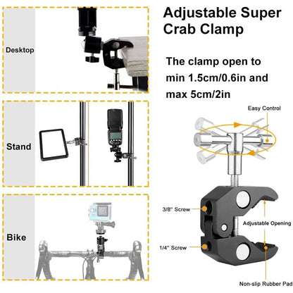 ERIKOLE Super Clamp with 360° Mini Ball Head, Quick Release Clamp Bracket, Tripod Mount with 1/4" Screw for DSLR Camera, GoPro