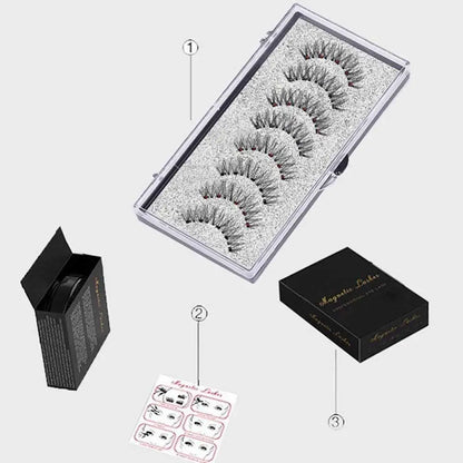 3D Natural Magnetic Eyelashes – 5 Magnetic Lashes with Handmade Gift Box, Reusable Extensions