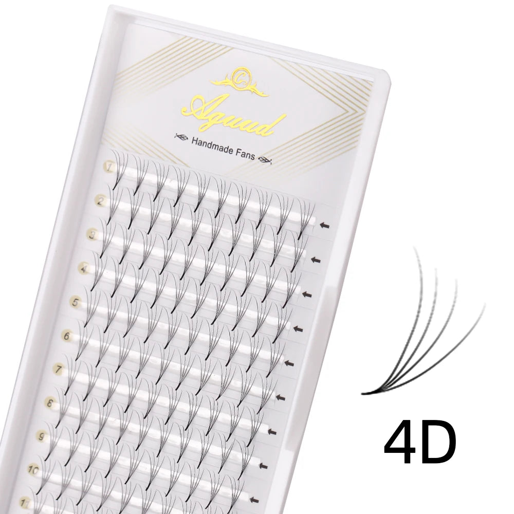 AGUUD 10-Tray Premade Volume Lashes – Super Fans with Needle Stem & Narrow Base for Eyelash Extensions