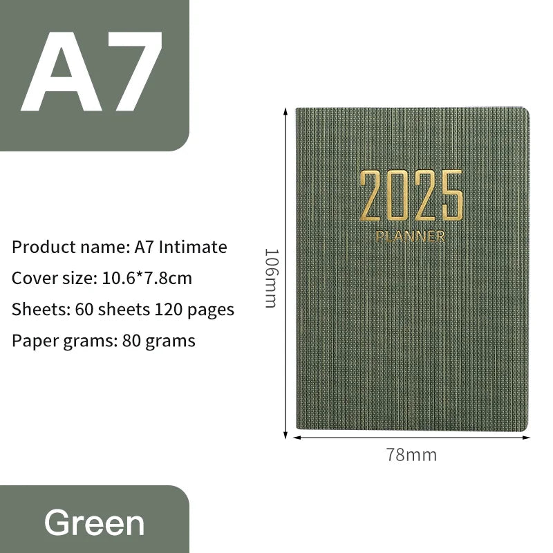 2025 A7 Pocket Planner – 365 Day PU Cover Notebook, Daily & Weekly Calendar, Office & School Agenda