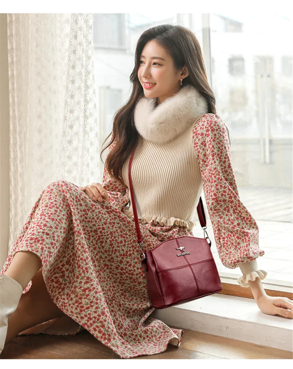 Luxury Women’s Leather Handbag – Large Capacity Shoulder & Crossbody Designer Bag