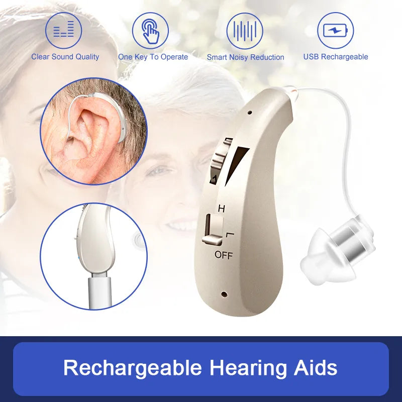 Rechargeable Invisible Hearing Aid: Mini Digital Sound Amplifier for Elderly with Deafness - Ideal for Severe Hearing Loss