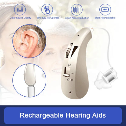 Rechargeable Invisible Hearing Aid: Mini Digital Sound Amplifier for Elderly with Deafness - Ideal for Severe Hearing Loss