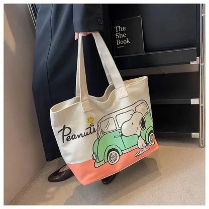 Snoopy Girl Cartoon Canvas Bag – Cute, Lightweight, Large Capacity Shoulder Bag for Travel & Casual Use
