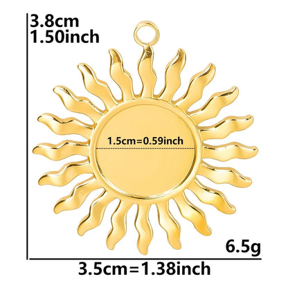 6pcs Real Gold-Plated Sun Charms - Stainless Steel Jewelry Making Pendants, Heart, Moon & Sunshine Design