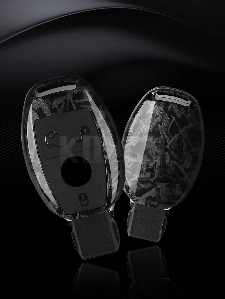 ABS Carbon Fiber Car Key Case Cover – Compatible with Mercedes Benz W204/W205/W212/W213/W176/W177/W219 A/B/C/E/S/GLC/CLA/AMG Fob