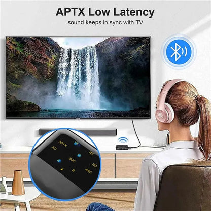 Bluetooth 5.2 Receiver Transmitter: APTX HD Low Latency 2-in-1 Wireless Audio Adapter - 3.5mm AUX for Car, Headphones, Speaker, TV, PC