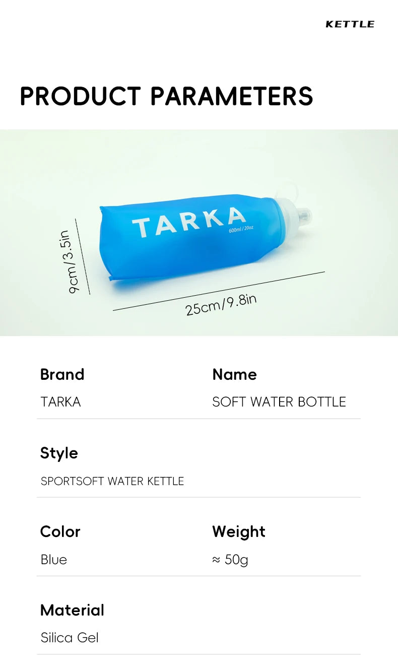 TARKA Collapsible Silicone Water Bottle — Lightweight Gel Kettle for Camping, Hiking, Running & Travel