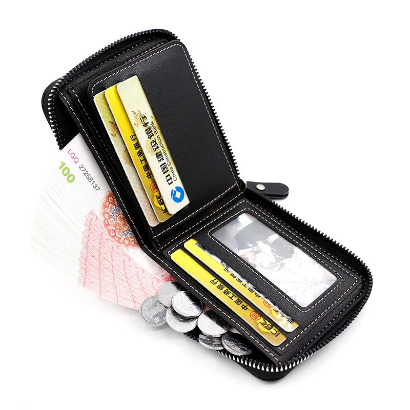 Korean Style Men's Zipper Wallet: RFID Card Holder with Coin Pocket - Perfect Party Bag for Men