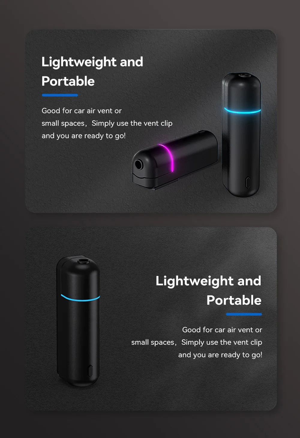 Mini USB Car Aroma Diffuser – Rechargeable Fragrance Oil Air Freshener with Essential Oil Vent Clip