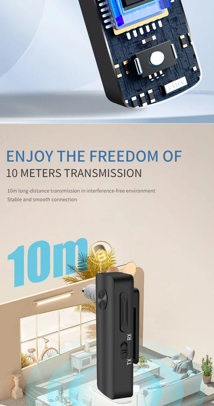 2 in 1 Bluetooth 5.4 Audio Receiver & Transmitter – HiFi Stereo Wireless Adapter with Mic & 3.5mm AUX for Car, Airplane, TV, PC, Speaker