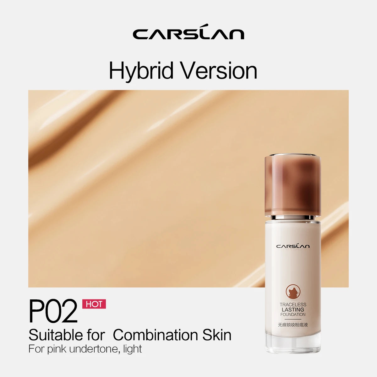 CARSLAN Long-Lasting Moisture Matte Liquid Foundation – Full Coverage Concealer, Whitening & Oil Control Face Base Makeup