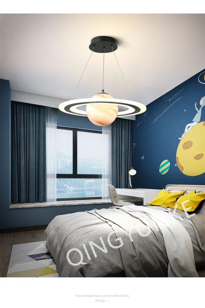 Acrylic Planet Pendant Lamp – Space Star Hanging Light for Living Room, Bedroom, Kitchen & Kids Room, E27 Bulb Compatible