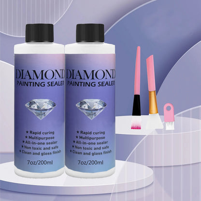 60ML/120ML/200ML Diamond Painting Sealer – Glue with 3 Brushes for Permanent Hold & Shine Effect, Puzzle Art Sealer