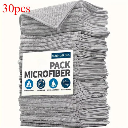 5/10/20pcs Light Gray Kitchen Towels – Ultra-Fine Fiber Cleaning Cloths, Soft, Absorbent & Stain-Removing Set