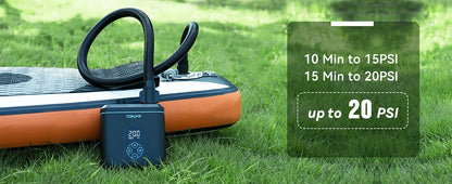 SUP Inflatable Pump — Rechargeable 20PSI Pump for PVC Kayaks, Kite Wings & Stand Up Paddle Boards