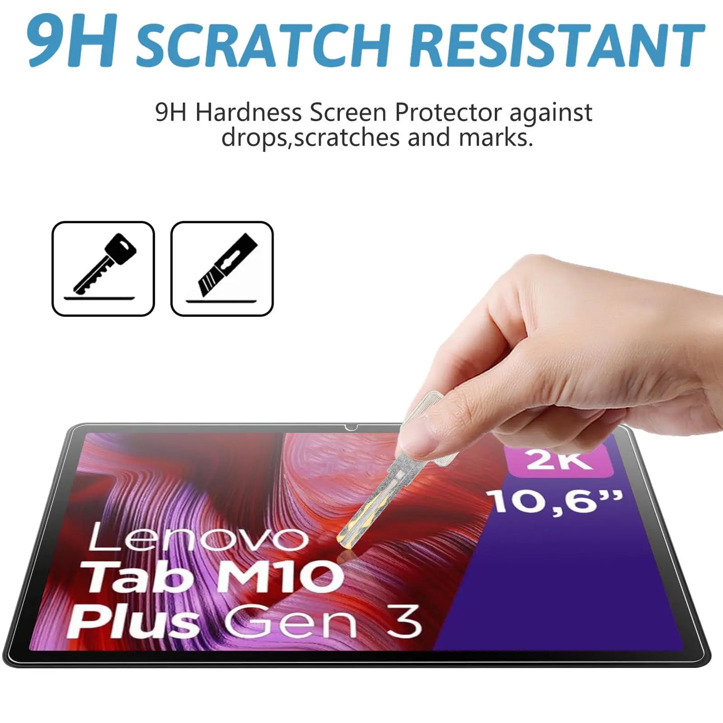 Lenovo Tab M10 Plus 3rd Gen 10.61″ Screen Protector — 9H HD Clear Anti-Scratch Tempered Glass Film for TB128FU/TB125FU