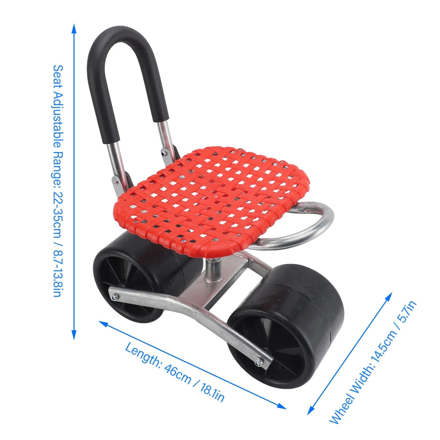 Garden Scooter Rolling Work Seat — Adjustable Iron Labor-Saving Seat for Efficient Field Work