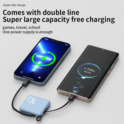 Mini Power Bank 30000mAh - Portable External Battery Pack with Built-in Cable - Spare Batteries for iPhone 14, Samsung, Xiaomiung