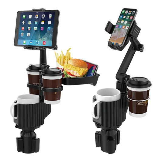 5 in 1 Car Tablet Stand Cup Holder Expander - Multifunctional Adjustable Bracket for Drinking Bottle and Mobile Phone