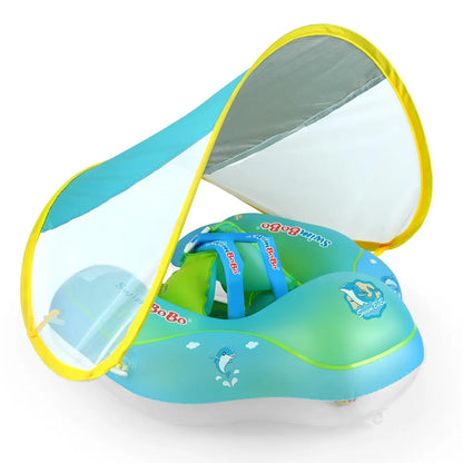 Baby Swimming Float with Canopy – Inflatable Infant Floating Ring, Kids Swim Pool Accessory, Summer Bathing Toy