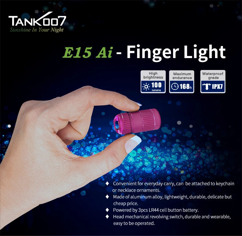 Tank007 E15 Pocket LED Flashlight Keychain – Portable High-Power White Light for Outdoor, Hiking & Emergency