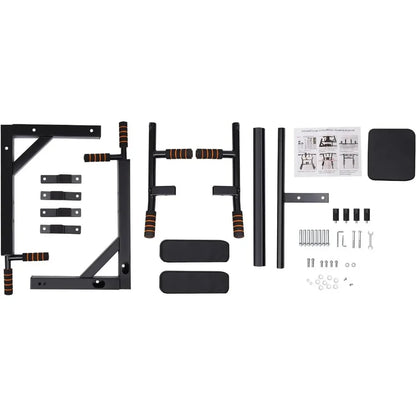 Multi-Grip Wall Mount Pull-Up Bar & Dip Station – Heavy-Duty Home Gym Fitness Equipment