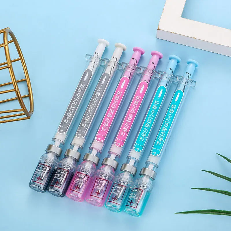 Syringe Gel Pen – Simulation Injection Syringe Shape, Black Ballpoint Signature Pen, Vaccine Pen Design