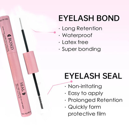 Lash Bond and Seal Kit – 10ml Strong Hold Individual Lash Glue, 5ml Remover, and Tweezers for Extensions