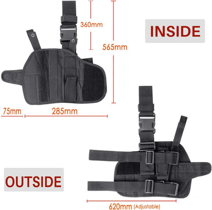 Drop Leg Gun Holster – Adjustable Tactical Pistol Case for GLOCK 17/M9/P226/CZ 75 Revolver, Left/Right Hand, Airsoft & Hunting