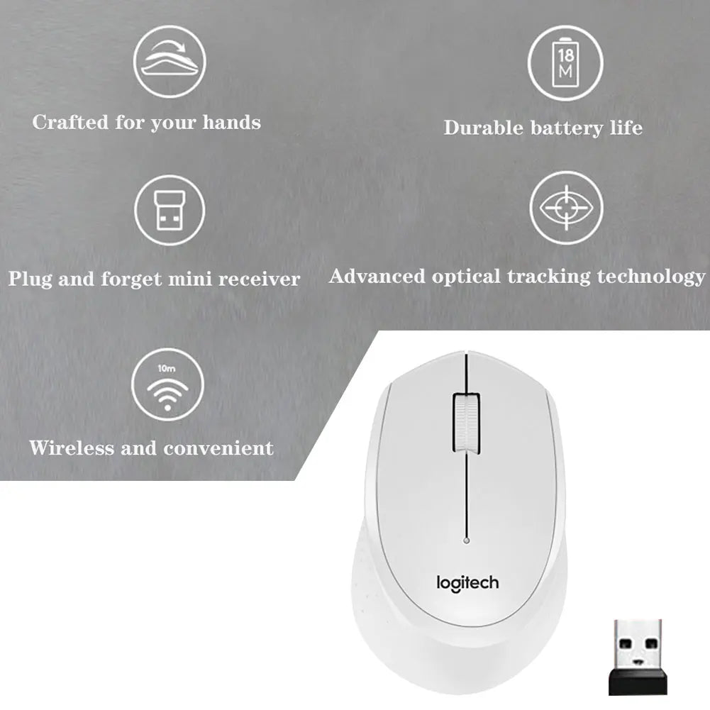 Logitech M330 Silent Wireless Mouse - 1000DPI Optical Mouse with 2.4GHz USB Receiver for Office and Home PC Use