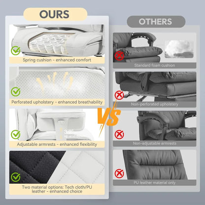 Big & Tall Office Chair – High Back Gaming & Computer Chair with Pocket Spring Cushion, Adjustable Armrests & Lumbar Support